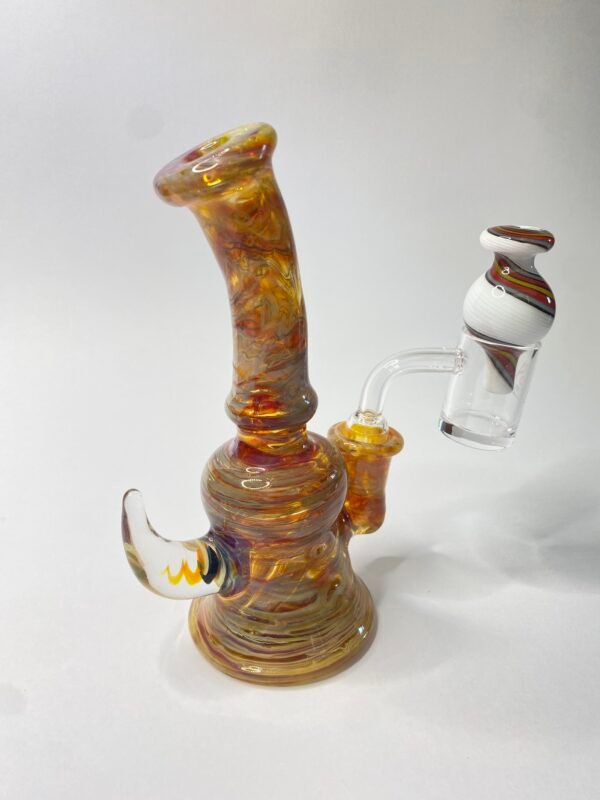 Bong mini rig full color Amber purple + banger y caps