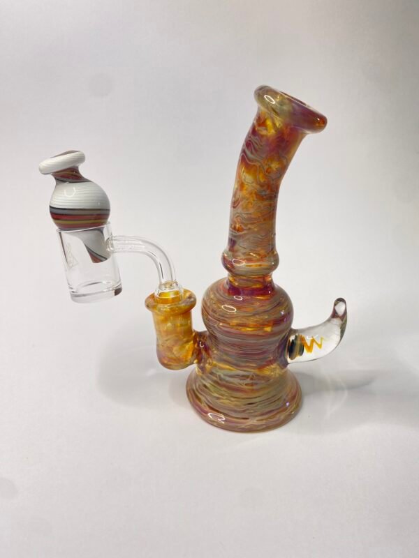 Bong mini rig full color Amber purple + banger y caps