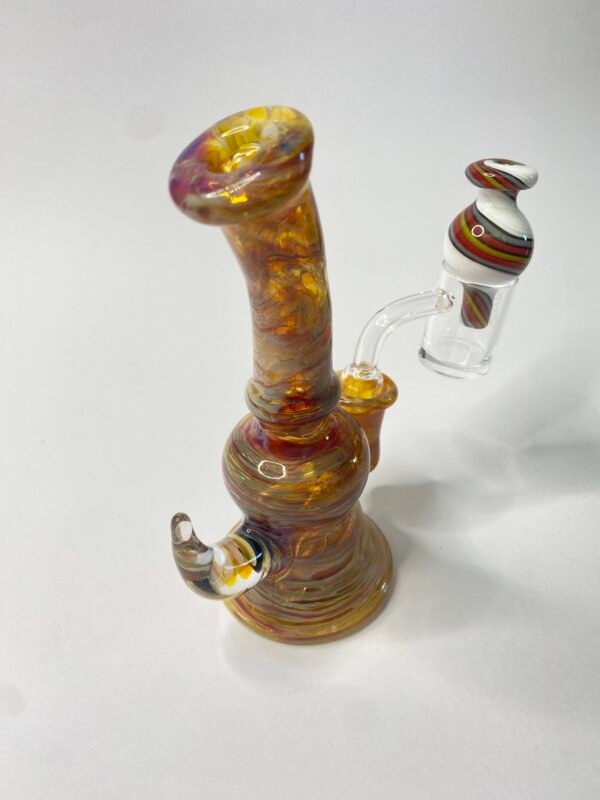 Bong mini rig full color Amber purple + banger y caps