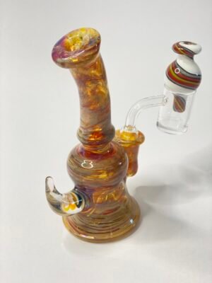 Bong mini rig full color Amber purple + banger y caps